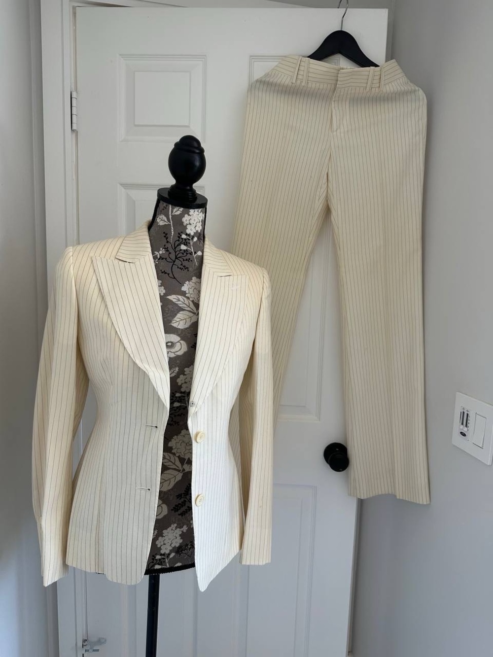 Gucci Cream Pinstripe Two-Piece Suit Jacket & Trousers
